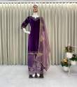 ADORABLE HEAVY VELVET SEQUENCE EMBROIDERY WORK SUIT WITH PANT AND DUPATTA thumb 1