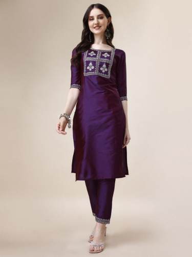 ART SILK KURTIS WITH SIDE POCKET PANT