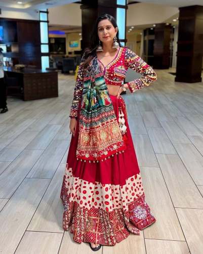 Attractive Butter Silk Mirror Work Lehenga Choli 