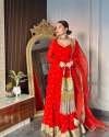ATTRACTIVE RED FOUX GORGETTE GOWN thumb 1