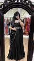 B;ack Color Beautiful  Embroidery Thread Work Georgette Gown