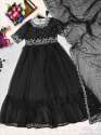 B;ack Color Beautiful  Embroidery Thread Work Georgette Gown thumb 4