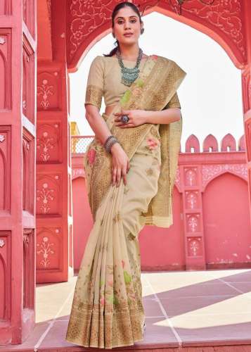 Banarasi Cotton Blend saree with self Zari Woven Work 
