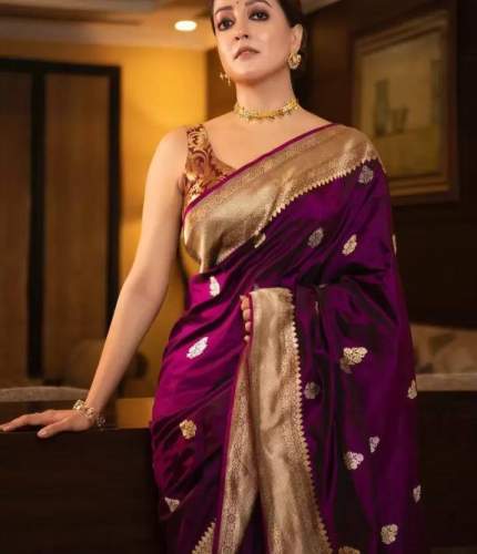Beautiful Art Silk Jacquard Border Saree With Unstitched Running Blouse For Women Wedding Wear Party
