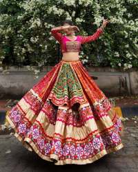 Beautiful Butter Silk Lehega Choli With Fancy Real Mirror Work 