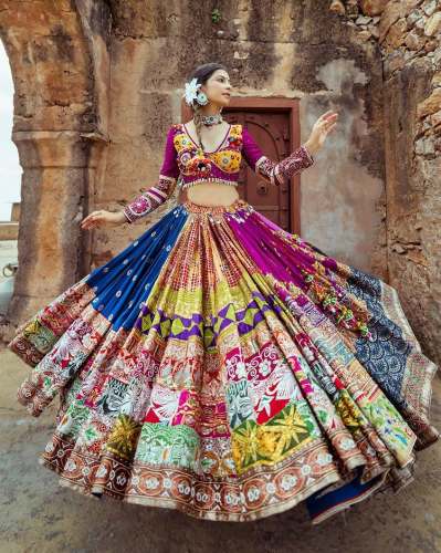 Beautiful Butter Silk Lehenga Choli With Real Mirror Work 