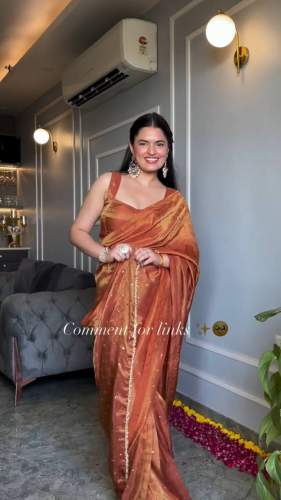beautiful Designer Saree on Chimar Tissue Silk Febric 
