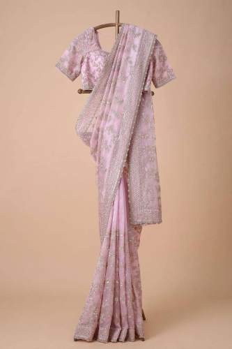 beautiful Designer Saree on Heavy Chinon Silk Fabric