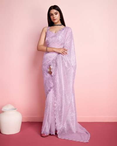 Beautiful Designer Saree With Embroidery Sequance  work