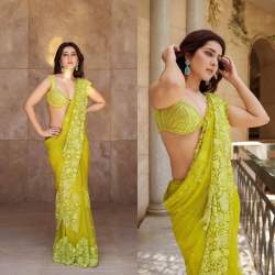 beautiful designer saree with thred and sequnce work