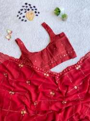 Beautiful Heavy Embroidery Work Georgette Saree