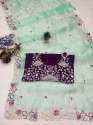Beautiful Organza Silk With Embroidery Work Saree  thumb 2