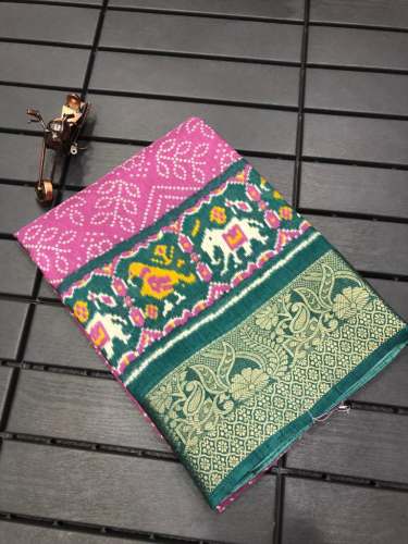 Beautiful Patola & Bandhani Print Dola Silk Saree 