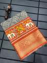 Beautiful Patola & Bandhani Print Dola Silk Saree  thumb 1