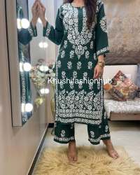Beautiful Rayon Embroidery Work Kurti Plazzo Collection 