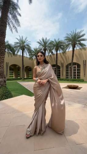 BEAUTIFUL SATIN SILK MIRROR WORK SAREE 