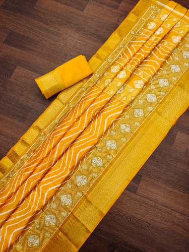 Beautiful Soft Cotton Silk Sareee With Leheriya Bandhani Design 