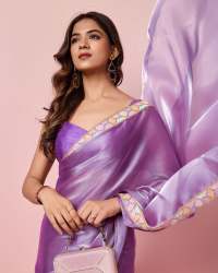beautiful Soft Zimmy chu Silk fabric Saree with Sequins work 