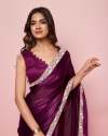 beautiful Soft Zimmy chu Silk fabric Saree with Sequins work  thumb 2