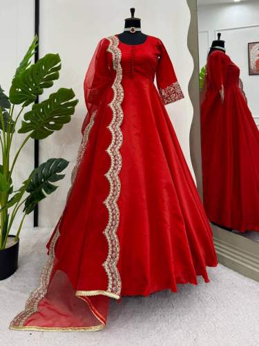 Beautiful Tapeta silk Gown With Duppata 