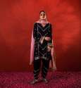 Beautifull Velvet Embroidered Plazzo Suit With Dupatta thumb 2
