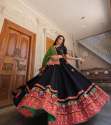 Black Color Butter Silk Real Mirror Work Lehenga Choli