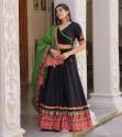 Black Color Butter Silk Real Mirror Work Lehenga Choli thumb 1
