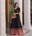 Black Color Butter Silk Real Mirror Work Lehenga Choli thumb 2