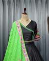 Black Color Butter Silk Real Mirror Work Lehenga Choli thumb 4