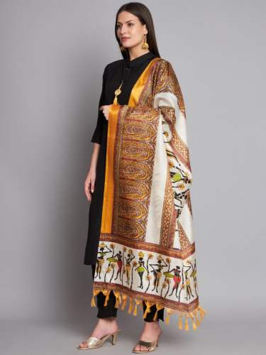 Black Color Cotton Kurti Pant With Dupatta 