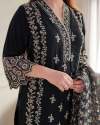 Black Color Faux Georgette Embroidery Work 3 pc Suits  thumb 2