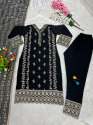 Black Color Faux Georgette Embroidery Work 3 pc Suits  thumb 5