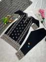 Black Color Faux Georgette Embroidery Work 3 pc Suits  thumb 7