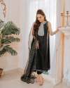 Black Color Faux Georgette Kurti Pant Set And Embroidery Sequence Work thumb 1