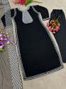 Black Color Faux Georgette Kurti Pant Set And Embroidery Sequence Work thumb 4