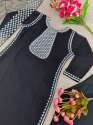 Black Color Faux Georgette Kurti Pant Set And Embroidery Sequence Work thumb 6