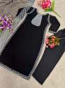 Black Color Faux Georgette Kurti Pant Set And Embroidery Sequence Work thumb 8