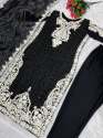 Black Color Faux Georgette Kurti Set With Sequence Work  thumb 5