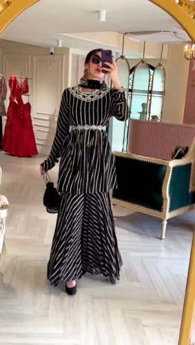 Black Color Faux Georgette Plazzo Set