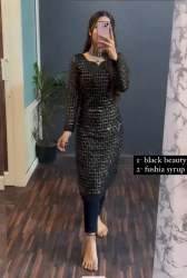 Black Color Fox Georgette Kurti Pant Set