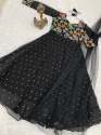 Black Color Georgette with Attractive Embroidery Gown With Dupatta  thumb 4