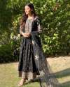 Black Color Heavy Taffeta Silk Gown & Dupatta With Embroidery Work  thumb 1