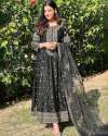 Black Color Heavy Taffeta Silk Gown & Dupatta With Embroidery Work  thumb 2