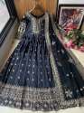 Black Color Heavy Taffeta Silk Gown & Dupatta With Embroidery Work  thumb 3