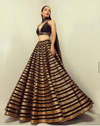 Black Color Kasturi Silk Lehenga Choli With Sequence Work 
