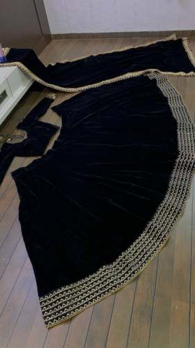 Black Color Pure Soft Velvet Lehenga Choli With Dori Work 