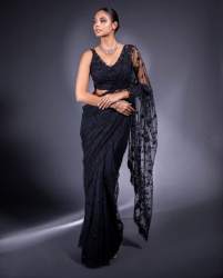 Black Color Soft Net Saree