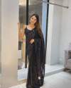 Black Embroidered Georgette Saree