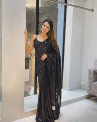Black Embroidered Georgette Saree