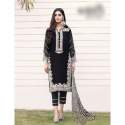 Black Heavy Faux Georgette Kurti Pant Set With Embroidery Work  